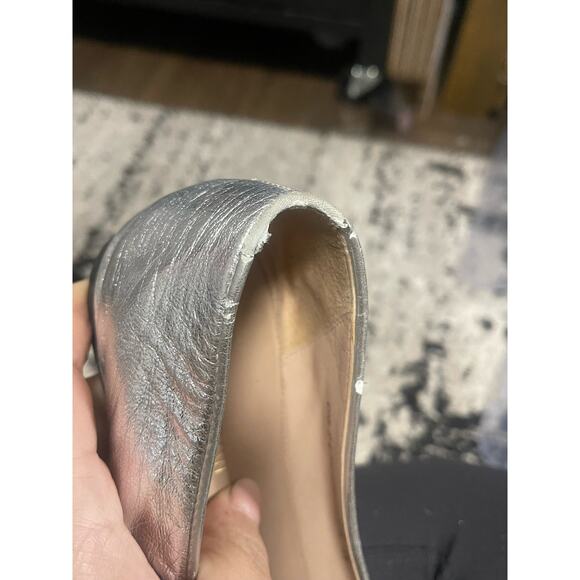 Stuart Weitzman Myguy Metallic Silver Flat Loafer Women's Size 7.5 - Picture 8 of 11